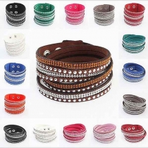 Retro Style Rhinestone Spliced Multi-layer Rivets Bracelet