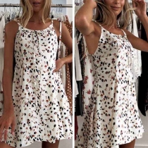 Sexy Bckless Printed Sling Dress