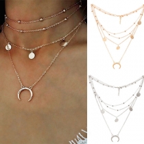 Fashion Crescent Pendant Four-layer Necklace
