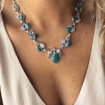 Bohemian Style Imitation Turquoise Necklace