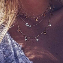 Fashion Star Pendant Three-layer Necklace