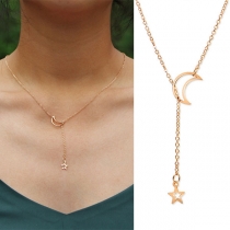 Fashion Star Crescent Pendant Necklace