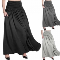Fashion Solid Color High Waist Skirt
