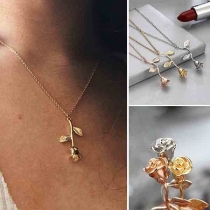 Sweet Style Rose Pendant Alloy Necklace
