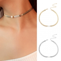 Simple Style Imitation Pearl Pendant Arrow Choker Necklace 