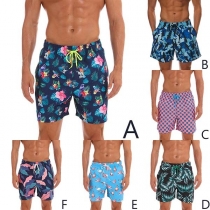 Fashion Elastic Waist Printed Men's Beach Shorts