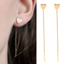 Fashion Long Tassel Pendant Heart Earrings 
