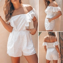 Sexy Off-shoulder Boat Neck High Waist Hollow Out Romper 