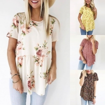 Fashion Short Sleeve Round Neck Printed T-shirt