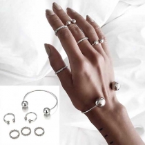 Simple Style Bracelet + Ring Accessory Set 6 pcs/Set