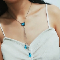 Fashion Imitation Blue-gem Pendant Necklace