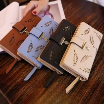 Sweet Style Hollow Out Leaf Long-style Wallet