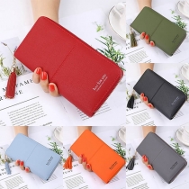 Fashion Tassel Pendant Solid Color Long-style Wallet