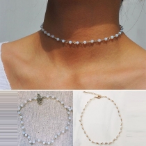Simple Style Beaded Choker Necklace