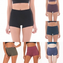 Fashion Solid Color High Waist Slim Fit Sports Shorts