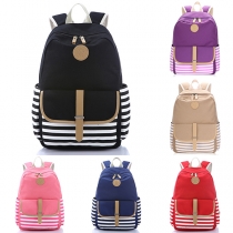 Fashion Contrast Color Striped Canvas Backpack