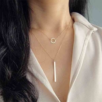 Simple Style Stick & Circle Pendant Double-layer Necklace