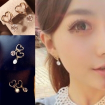 Fashion Rhinestone Pendant Heart Shaped Stud Earrings