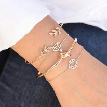 Chic Style Leaf Knotted Alloy Bracelet Set 4 pcs/Set 