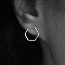Simple Style Hexagon Shaped Stud Earrings