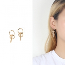 Fashion Double Circle Shaped Alloy Stud Earrings