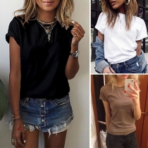 Simple Style Short Sleeve Round Neck Solid Color T-shirt