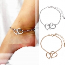 Fashion Dual-heart Pendant Alloy Anklet
