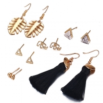 Bohemian Style Tassel Leaf Shaped Stud Earring Set 6 pair/set
