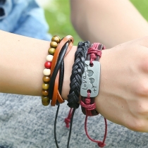 Punk Style Braided Beaded Bracelet 4 pcs/Set