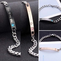Fashion Letters Engraved Alloy Couple Bracelet