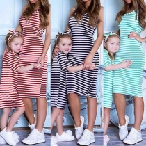 Fashion Striped Parent-child Dress
