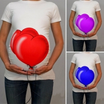 Cute Heart-shaped Balloon Printed Short Sleeve Maternity T-shirt