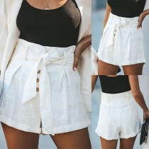 Fashion Solid Color High Waist Short with Waist Strap