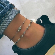 Bohemian Style Flower Pendant Anklet  Set 2 pcs/Set