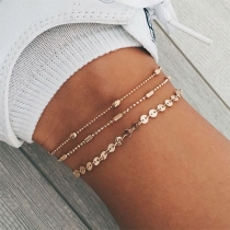 Simple Style Gold/Silver Tone Anklet Set 3 pcs/Set