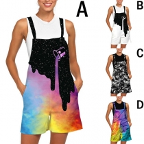 Fashion 3D Printed Loose Romper Overalls 