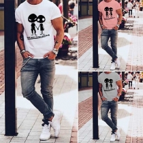 Casual Style Short Sleeve Round Neck Men's Printed T-shirt 