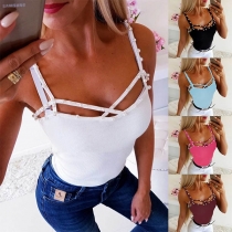 Sexy Backless Slim Fit Beaded Slim Fit Sling Top