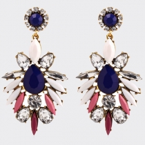 Bohemia Style Rhinestone Inlaid Flower Shape Stud Earring