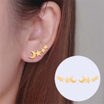 Sweet Style Moon Stars Stud Earrings