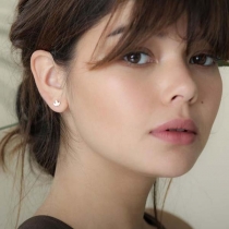 Fashion Solid Color Leaf Clover Stud Earrings Two-piece Set 