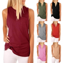 Simple Style Solid Color Front-pocket Tank Top 