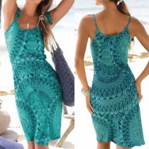 Sexy Backless Printed Sling Dress