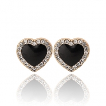 Fashion Rhinestone Inlaid Heart-shaped Stud Earrings 