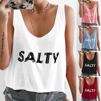 Casual Style Letters Printed Tank Top 