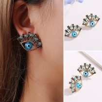 Fashion Rhinestone Inlaid Eye-shaped Stud Earrings 