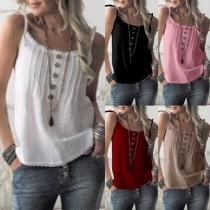 Fashion Solid Color Front-button Cami Top 