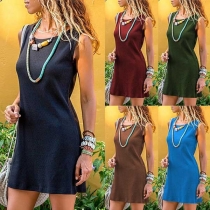 Simple Style Sleeveless Round Neck Tank Dress