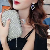 Fashion Rhinestone Inlaid Geometric Shaped Earrings 