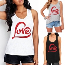 Casual Style Letters Printed Tank Top